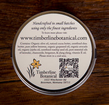 Load image into Gallery viewer, Baby Belly Butter back label showing all natural ingredients and pure essential oils, 3.5oz