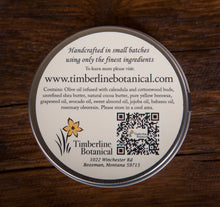 Load image into Gallery viewer, Cottonwood & Calendula salve back label showing all natural ingredients, 3.5oz