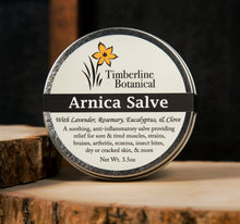 Load image into Gallery viewer, Healing arnica salve using all natural ingredients and olive oil infused with fresh arnica blossoms, 3.5oz