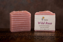 Load image into Gallery viewer, Wild Rose Coditioing Facial Soap with moisturizing cocoa butter and rose kaolin clay
