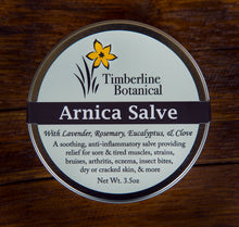 Load image into Gallery viewer, Healing Arnica Salve using all natural ingredients and olive oil infused with fresh arnica blossoms, 3.5oz
